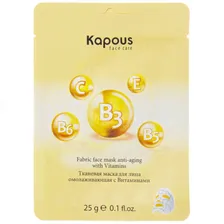 Маска для лица Kapous Face Care тканевая Омолаживающая с Витаминами (25 г)