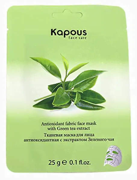 Kapous Face Care Тканевая маска для лица антиоксидантная с экстрактом Зеленого чая
