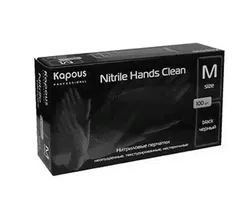 KAPOUS PROF Перчатки Nitrile Hands Clean текстурированные, неопудренные, нестерильные черные M 100шт